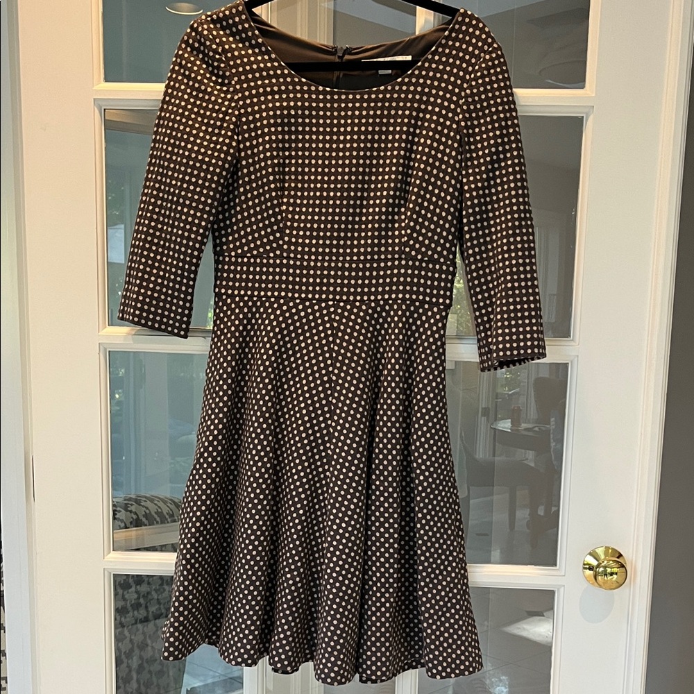 Boden Black and White Checkered Long Sleeve Dress